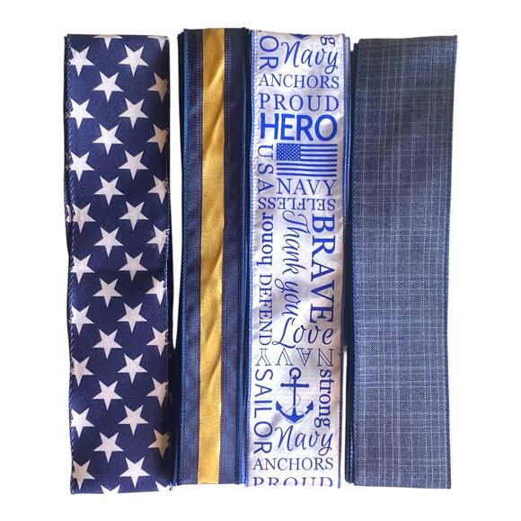 U.S. Navy Ribbon & Sign Bundle | Patriotic Wreath Kit | DIY Military Craft Decor - Picture 3 of 4